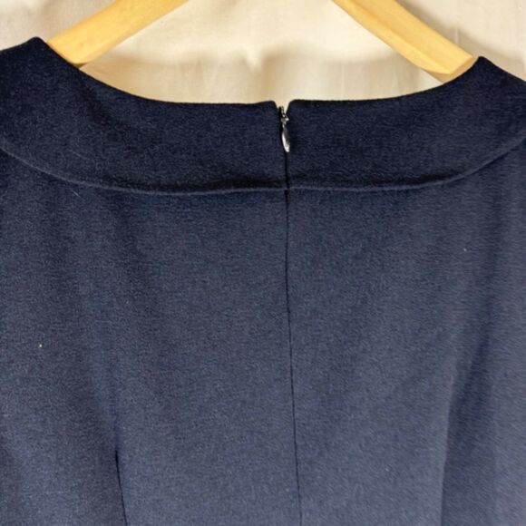 Ann Taylor Navy Ruffle Front Dress Sz 4 - Picture 6 of 11